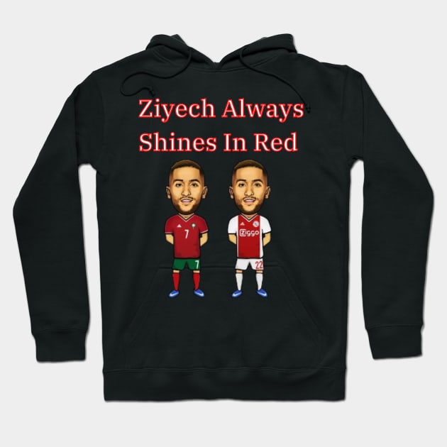 Ziyech Always Shines In Red - Morocco Football Hoodie by Tee Shop